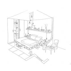 Coloring page: Bedroom (Buildings and Architecture) #63375 - Free Printable Coloring Pages